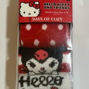 Hello Kitty Women’s  Cozy Socks - Red and White
